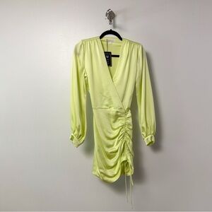 Jonathan Simkhai Justine Satin V Neck Mini Dress‎ Pear 0